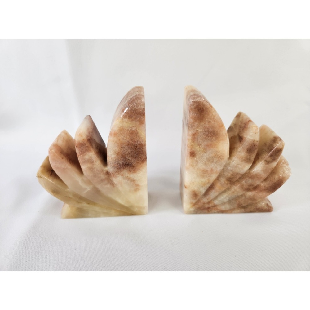 Vintage Set Onyx Quartz Bookends Yellow Collectible Mid Century MCM Decor Office